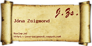 Jóna Zsigmond névjegykártya
